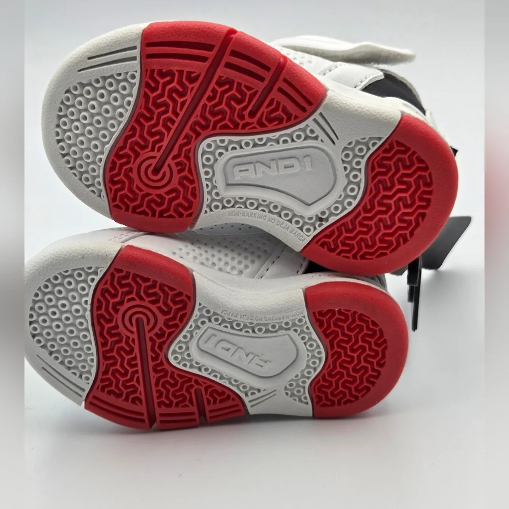 AND1 Boys Basketball Shoes Size 2 Toddler White Black Red New - Picture 5 of 7